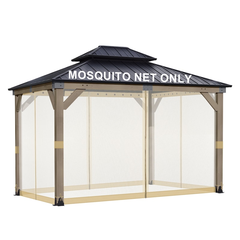 Aoodor Gazebo Universal Mosquito Netting Screen Replacement, 4-Panel Screen Walls with Double Zippers - (Mosquito Net Only) - 12x14ft