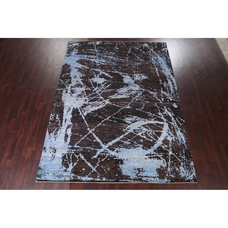 Vegetable Dye Abstract Oriental Living Room Area Rug Wool Hand-knotted - 8'11" x 11'10"