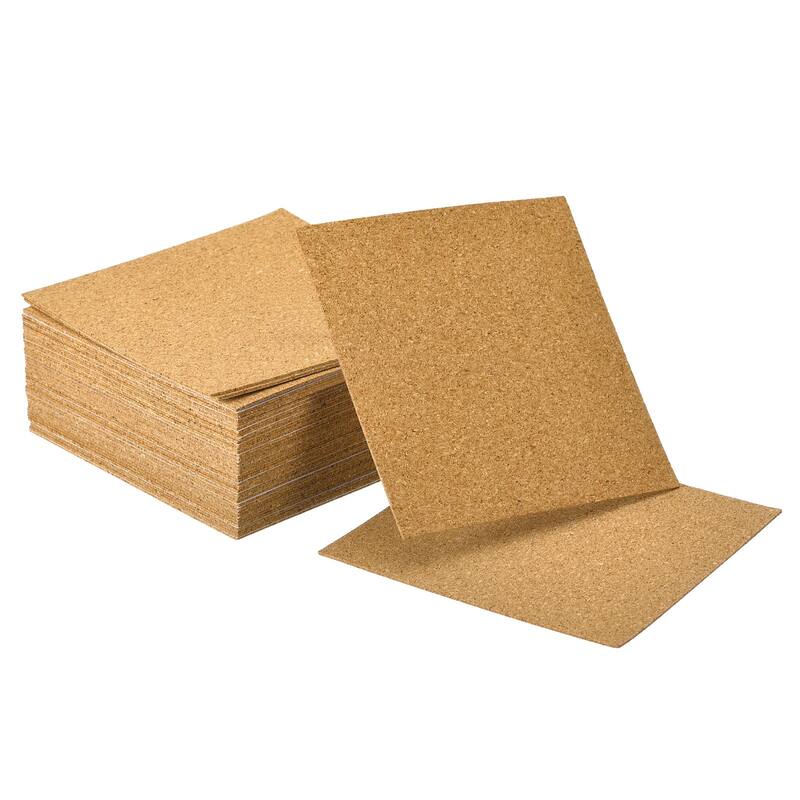 40Pcs Self-Adhesive Cork Square, 4" Cork Backing Sheets Cork Coasters - Brown