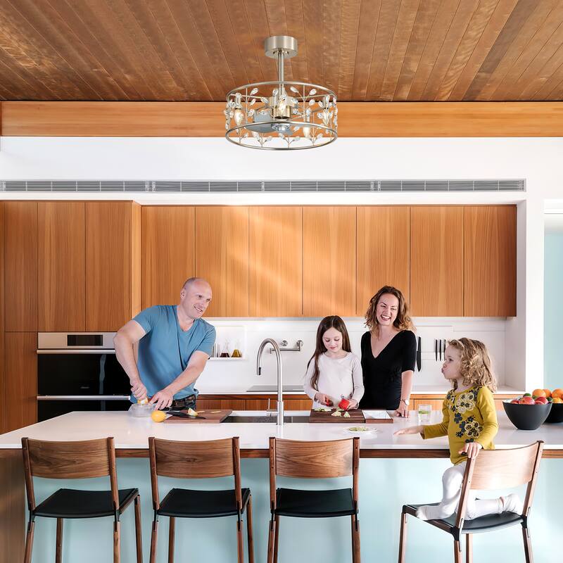 20" Glam Crystal Chandelier Caged Ceiling Fan with Light and Remote