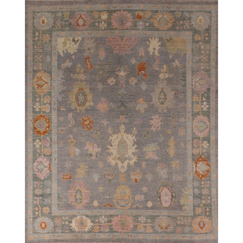 Floral Oushak Vegetable Dye Area Rug Handmade Wool Carpet - 8'4" x 9'9"