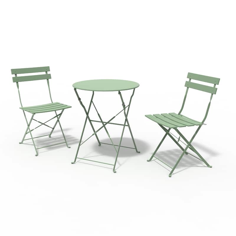 Clihome 3 Piece Outdoor Side Table Premium Steel Patio Bistro Set - Green