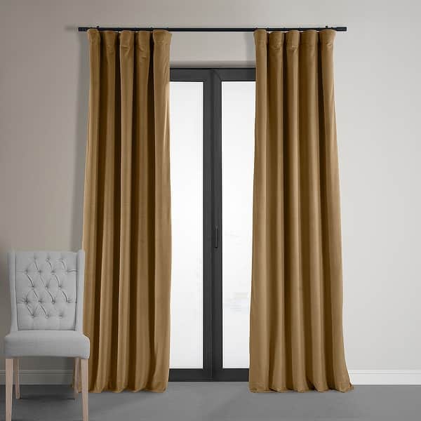 slide 1 of 90, Exclusive Fabrics Signature Velvet Blackout Curtain (1 Panel) 50 x 108 - Amber Gold