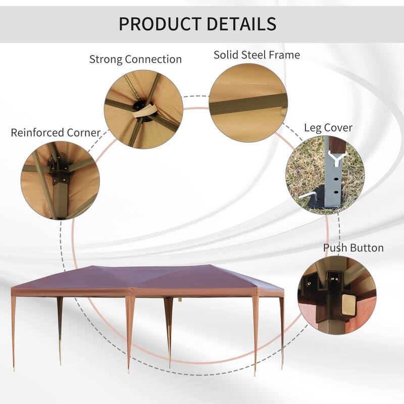 10ft x 19.2ft Heavy Duty Pop Up Canopy Tent with Carry Bag for Outdoor Events