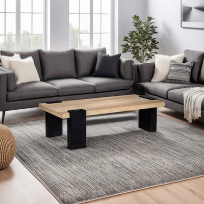 Bonne Coffee Table, 60 Inch Wide Rectangular Top, Handcrafted White Oak and Sandblasted Black