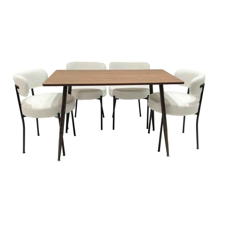 Modern White Dining Chair Set of 2 with Rotatable Foot Pad, Thickened Cushion, and Curved Backrest