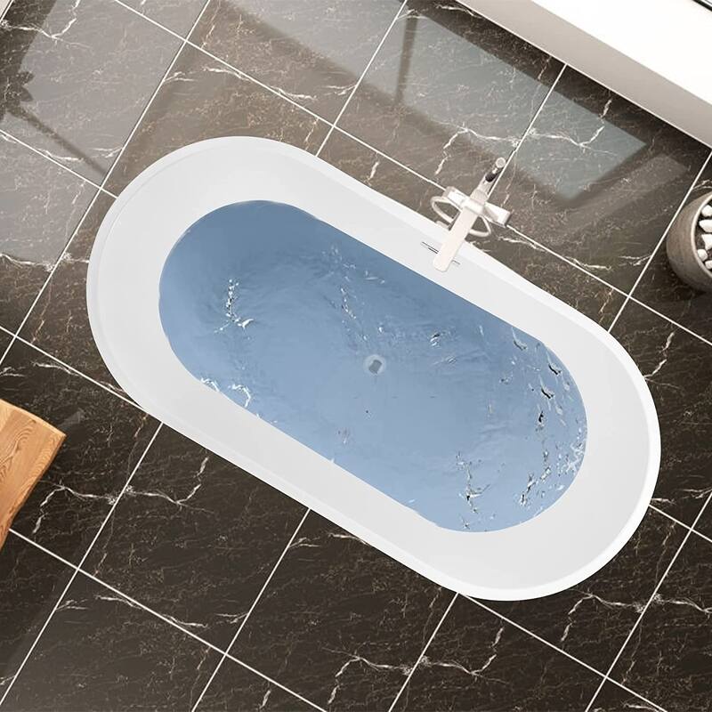 Vanity Art 54" Non-Slip Acrylic Freestanding Soaking Bathtub with Slotted Overflow & Pop-up Drain
