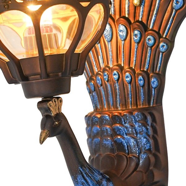 Antique Wall Mount Peacock Sconce Porch Light Garden Wall Lamp 12.6 Colorful A1400