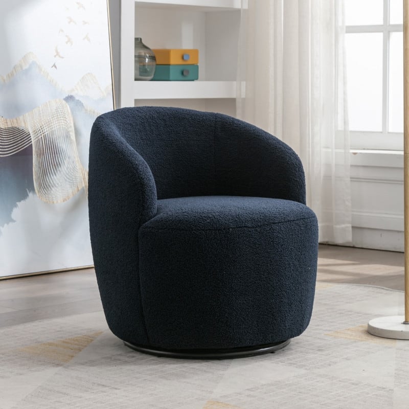 Teddy Fabric Swivel Accent Barrel Chair With Powder Coating Metal Ring
