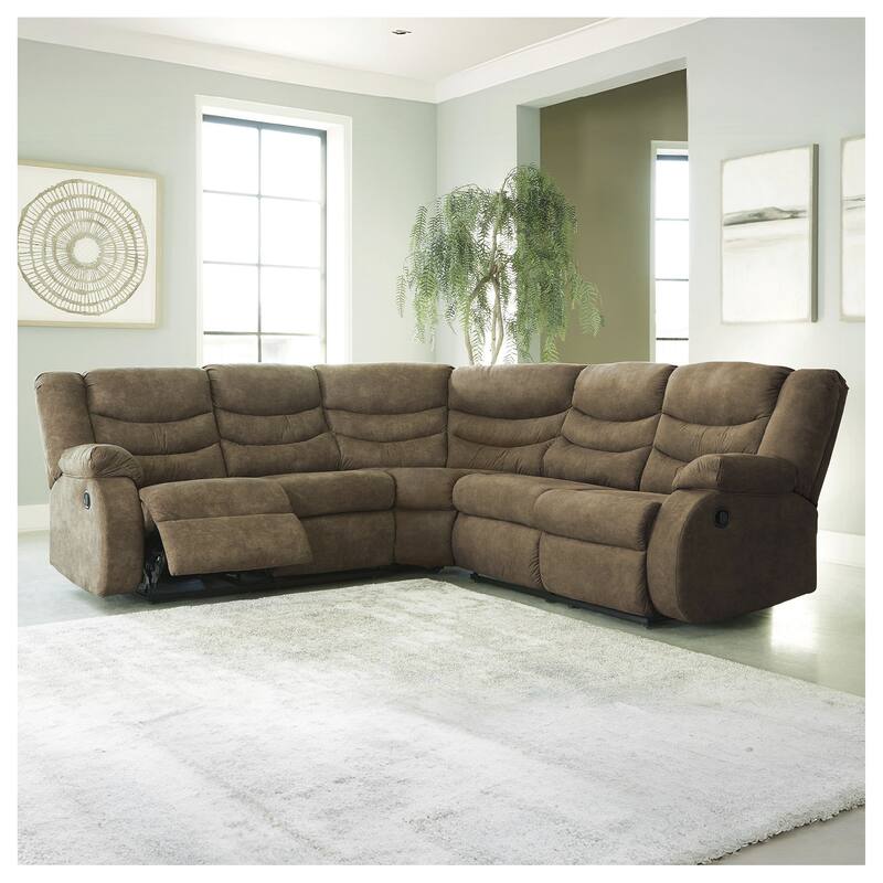Signature Design by Ashley Partymate 2-Piece Reclining Sectional - 99"W x 99"D x 40"H - Brown