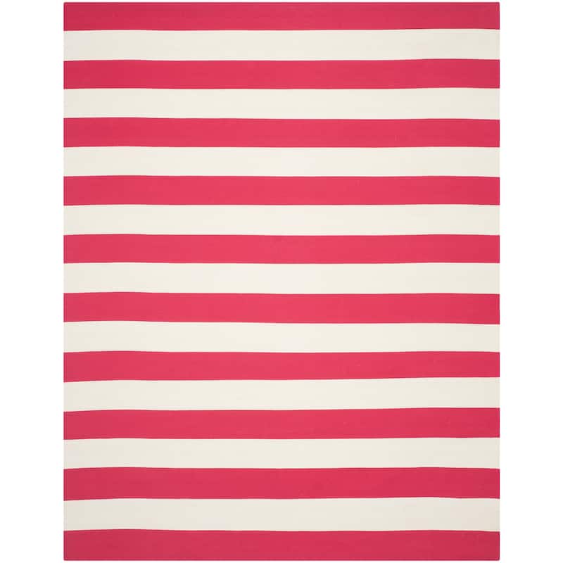 SAFAVIEH Handmade Montauk Geltrude Stripe Cotton Flatweave Rug - 9' x 12' - Red/Ivory