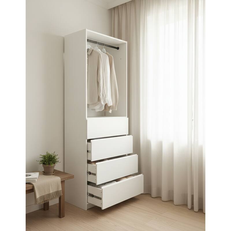 Prosper 32" White Wood Walk-in Closet with Two Rods - 31.4"W x 15.7"D x 83" H