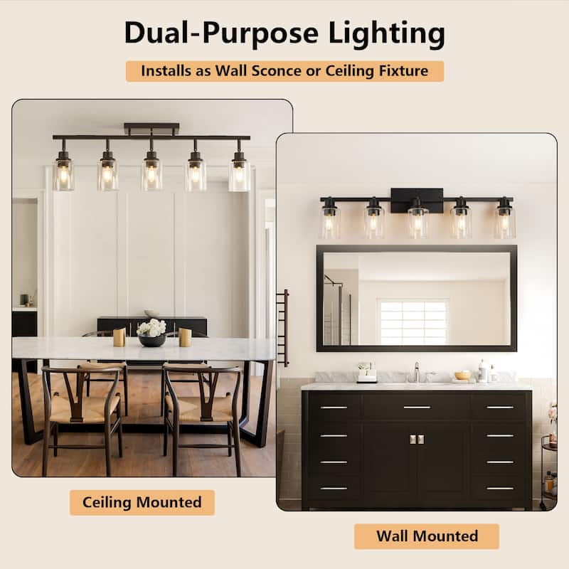 5-Light Track Lighting Kit Black Track Lighting Fixtures Bathroom Wall Sconces Ceiling Mount Kitchen Tracking Lights