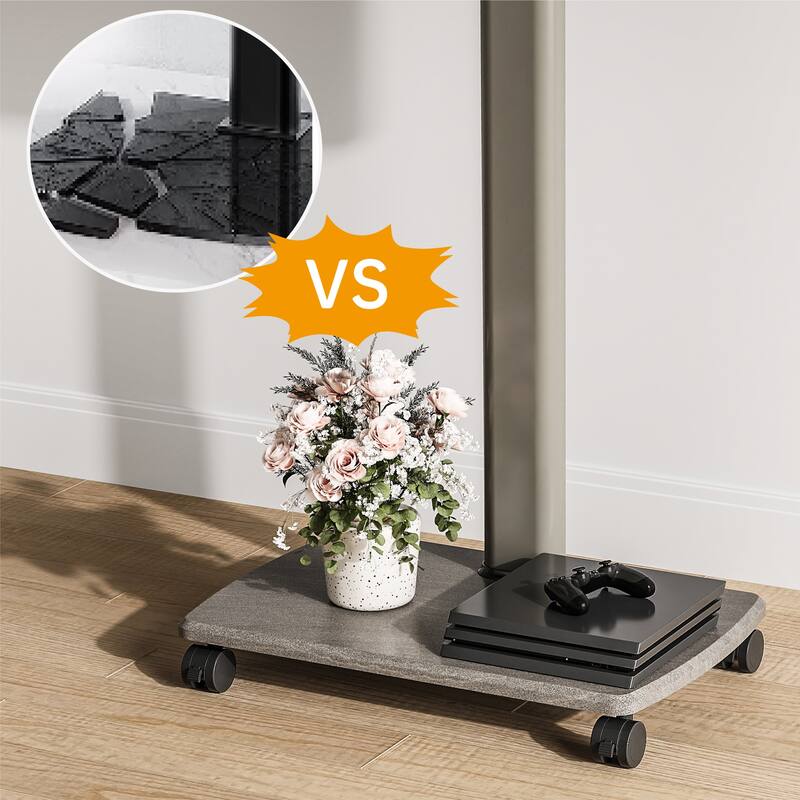 FITUEYES Rolling TV Floor Stand for 32 - 70 Inch TVs, Elegant Portable TV Stand with Upgraded 360° rotating wheels