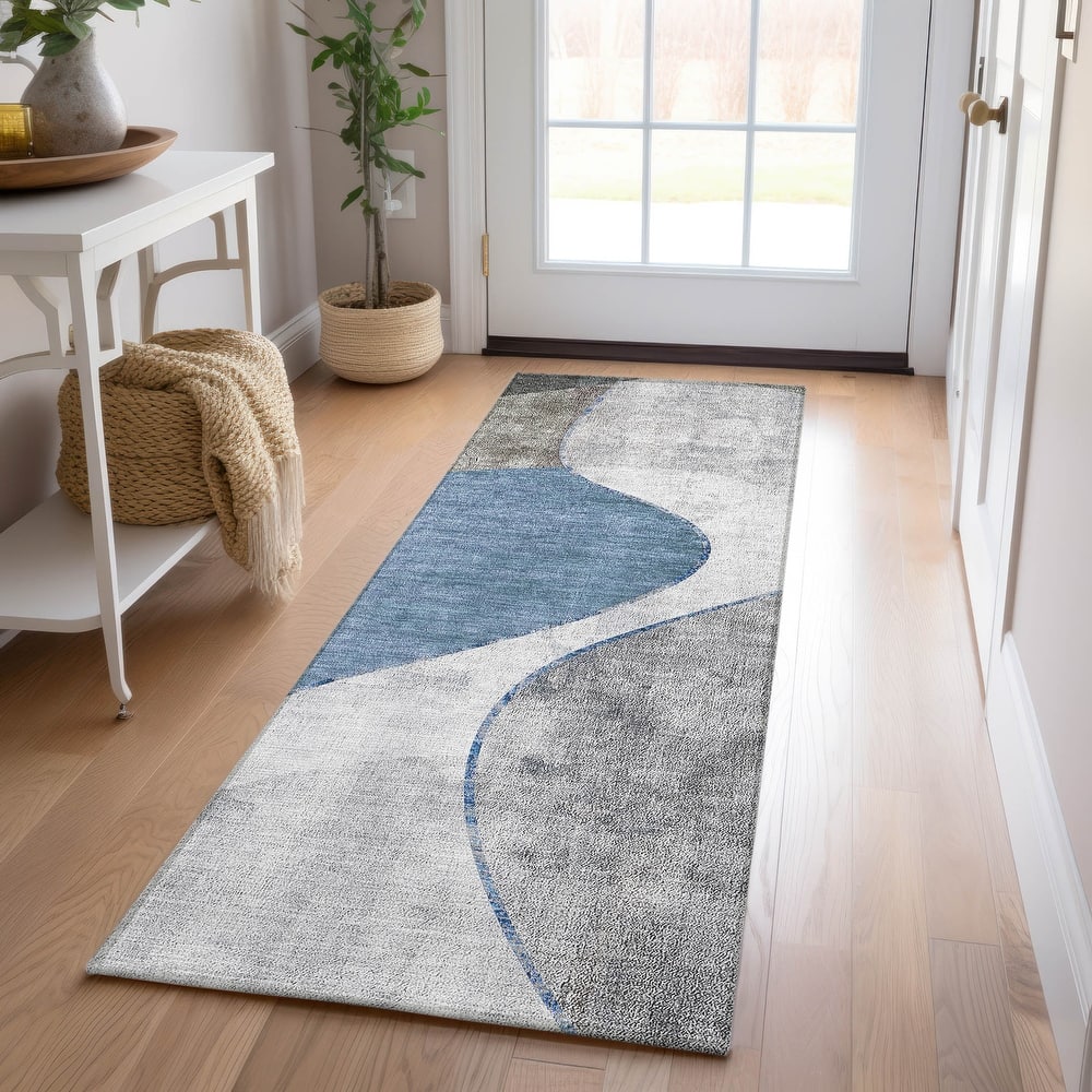 Machine Washable Indoor/ Outdoor Chantille Modern Abstract Rug