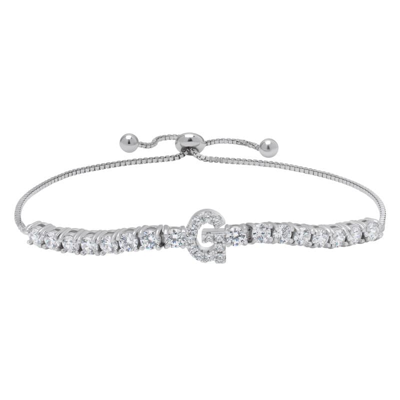 Victoria Townsend .925 Sterling Silver Cubic Zirconia Initial Adjustable Bracelet - G