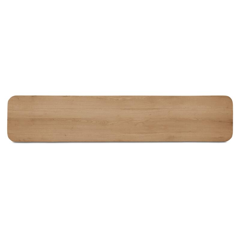 NADAAL STUDIOS Nadaal Dareth Dining Bench, FSC® Solid Oak with Iron Post Legs, 67″ Wide, Natural