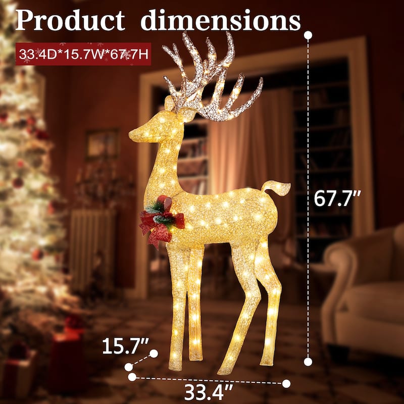 Futzca Christmas Light Holiday Reindeer & Sleigh