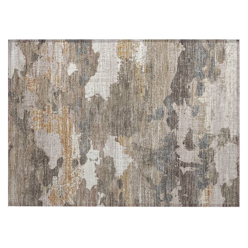 Machine Washable Indoor/ Outdoor Abstract Casual Chantille Rug