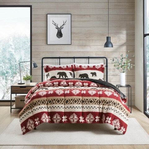 Woolrich Tunbridge Red/Black Print Sherpa Comforter Set
