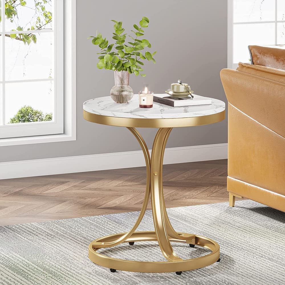 Modern Round End Side Accent Table for Entryway Living Room