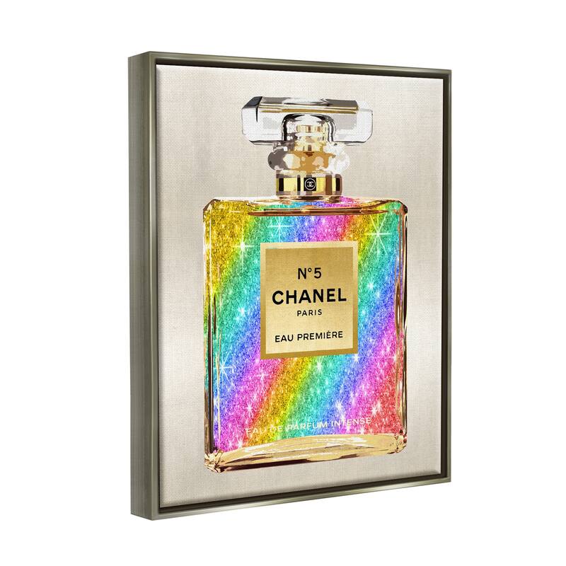 Stupell Glam Rainbow Perfume Framed Floater Canvas Wall Art Design by Madeline Blake
