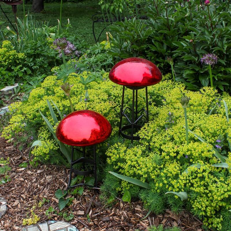 Achla Designs Toad Stool Gazing Globe Ball Stand, Small, 12.5 Inch Tall, Graphite Powder Coat Finish
