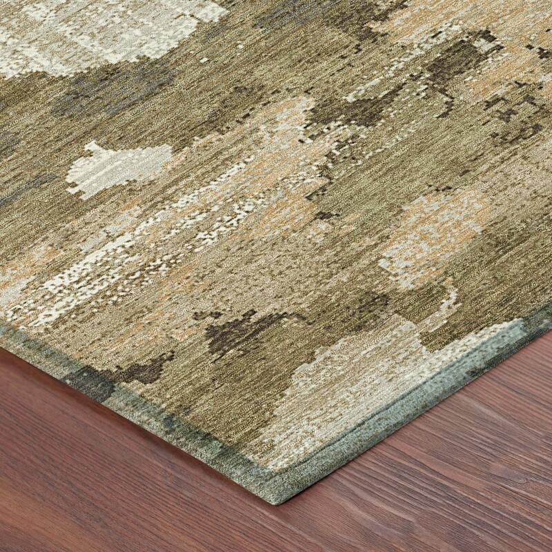 Machine Washable Indoor/ Outdoor Abstract Casual Chantille Rug