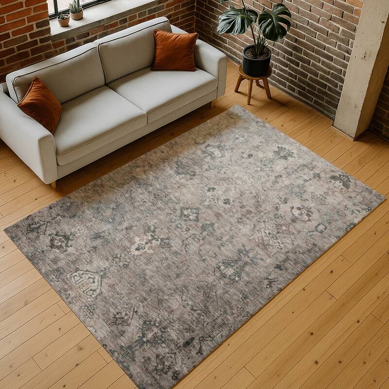 Machine Washable Indoor/ Outdoor Traditional Serenity Chantille Rug