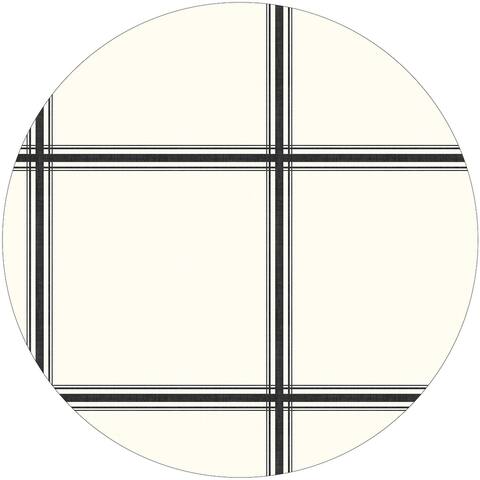 MINIMAL GINGHAM & PLAID CREAM Outdoor Rug By Becky Bailey
