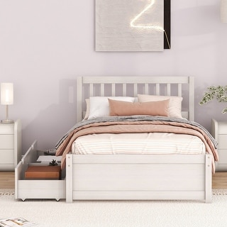 Modern Design Wooden Twin Size Platform Bed with 2 Drawers - Bed Bath ...