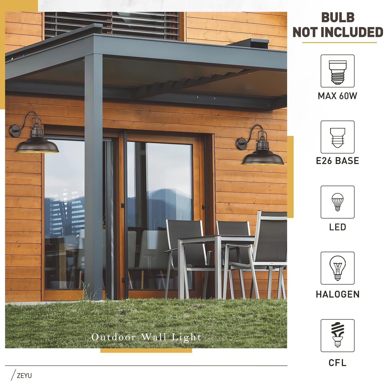 18-Inch Outdoor LED Wall Light With Dusk To Dawn Sensor – Automatic Porch Lighting, Black Finish