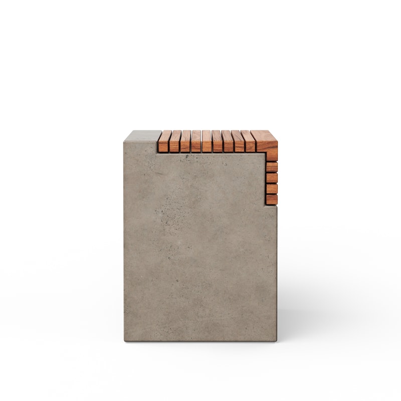 Urbia Stecca Cascata Concrete & Teak Stool