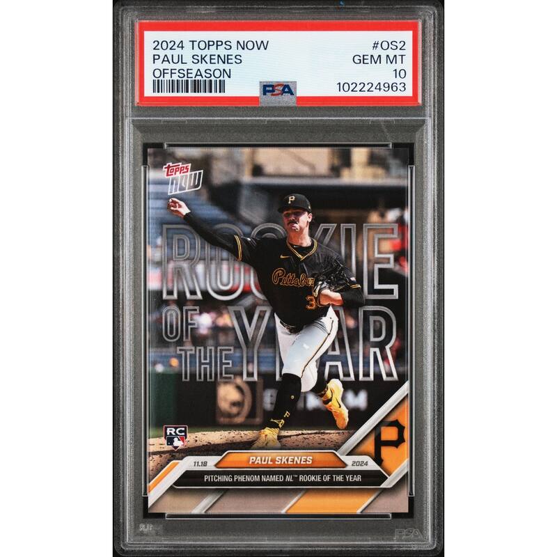 Paul Skenes 2024 Topps Now Rookie of the Year Baseball Rookie Card #OS2 Graded PSA 10 - 8' x 11'