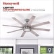 preview thumbnail 6 of 9, Honeywell Xerxes Brushed Nickel LED Remote Control Ceiling Fan, 8 Blade, Integrated Light - 62-inch