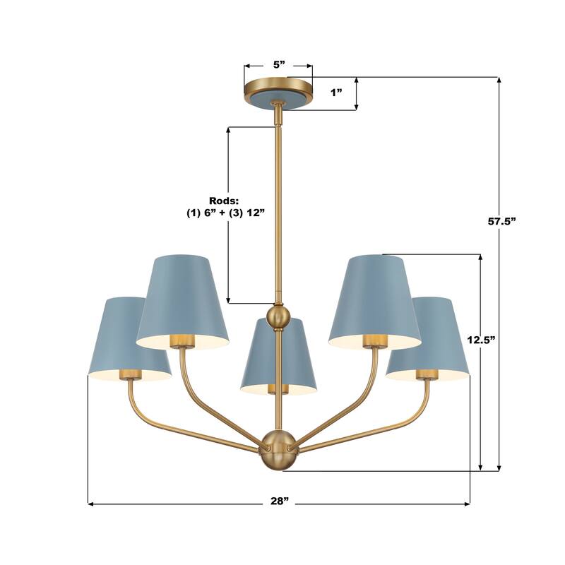 Crystorama Lighting Group XAV-B9315 Xavier 5 Light 28" Wide Chandelier