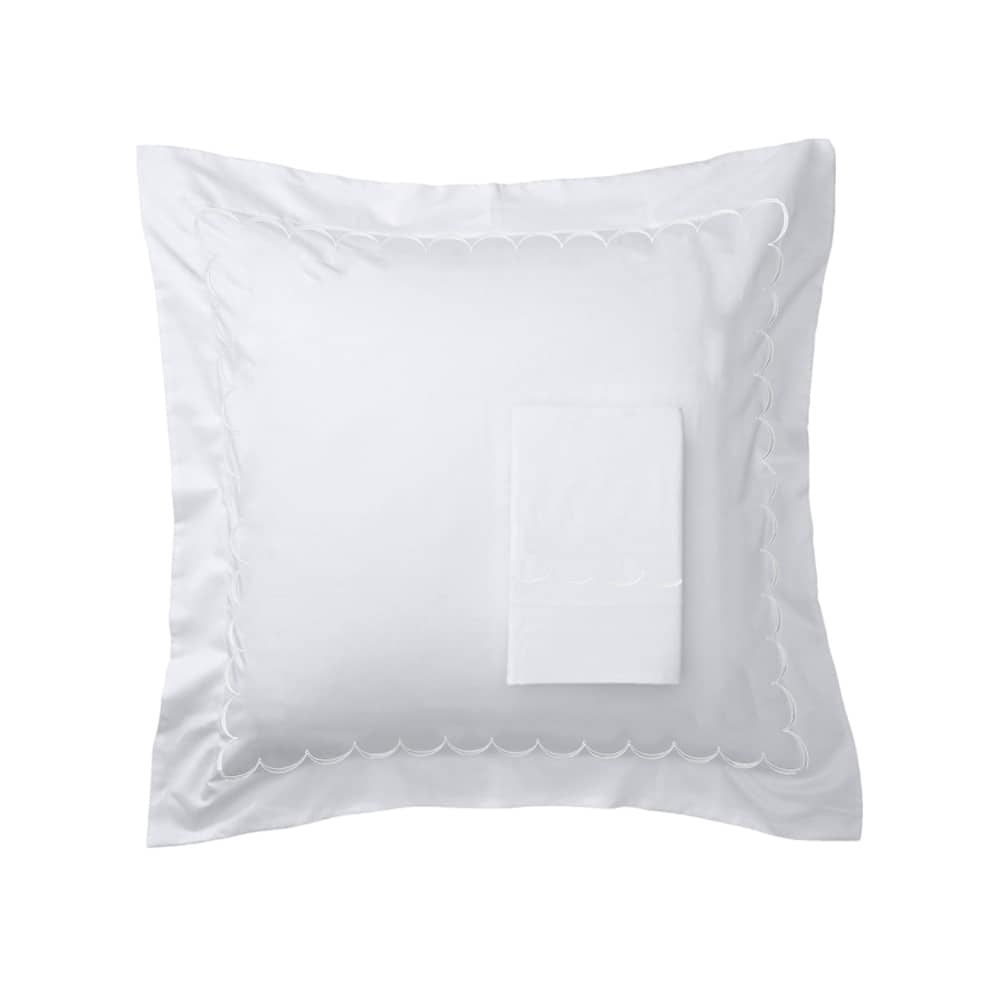 Home Sweet Home Collection 600TC Cotton Scallop Embroidery Pillowcase OR Euro Sham Set