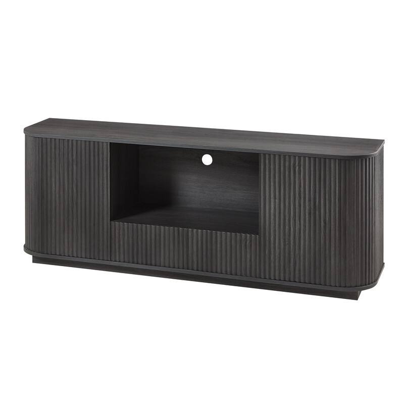 Sideboard Storage Cabinet TV Stand with wave pattern Buffet Cabinet Wooden Vertical Striped Cabinet