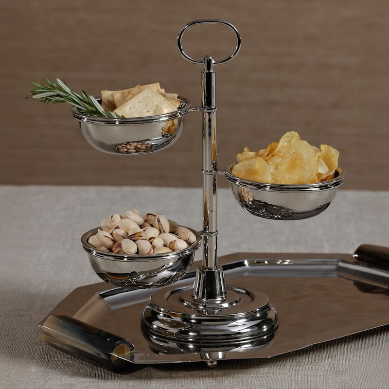 Polished Metal 3-Tier Appetizer and Condiment Server