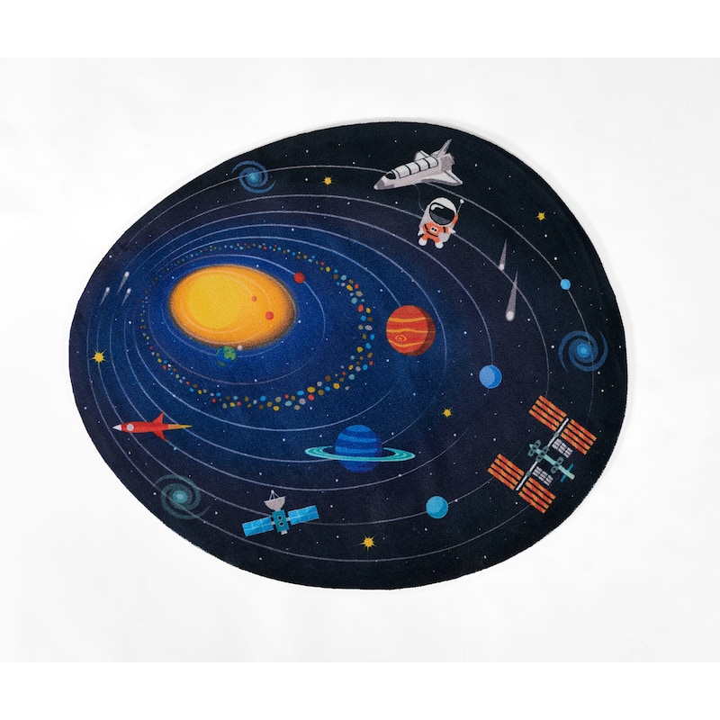 Momeni Playground Space Kid Rug - 4' X 4'4" - Blue - Novelty