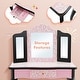 preview thumbnail 7 of 8, Costway Kid Vanity Set Wooden Makeup Table Stool Tri-Folding Mirror - See Details