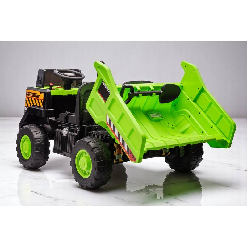24V Ride-On Dump Truck with Remote Control, Automatic Trailer, Bluetooth, and Music - Electric Construction Vehicle Toy