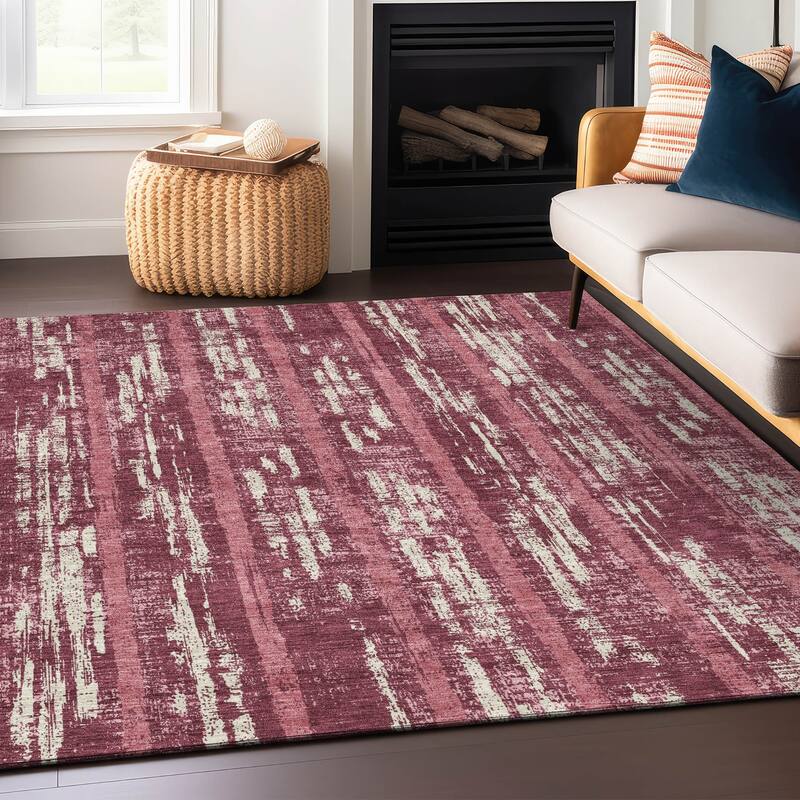 Machine Washable Indoor/ Outdoor Chantille Stripe Ombre Rug