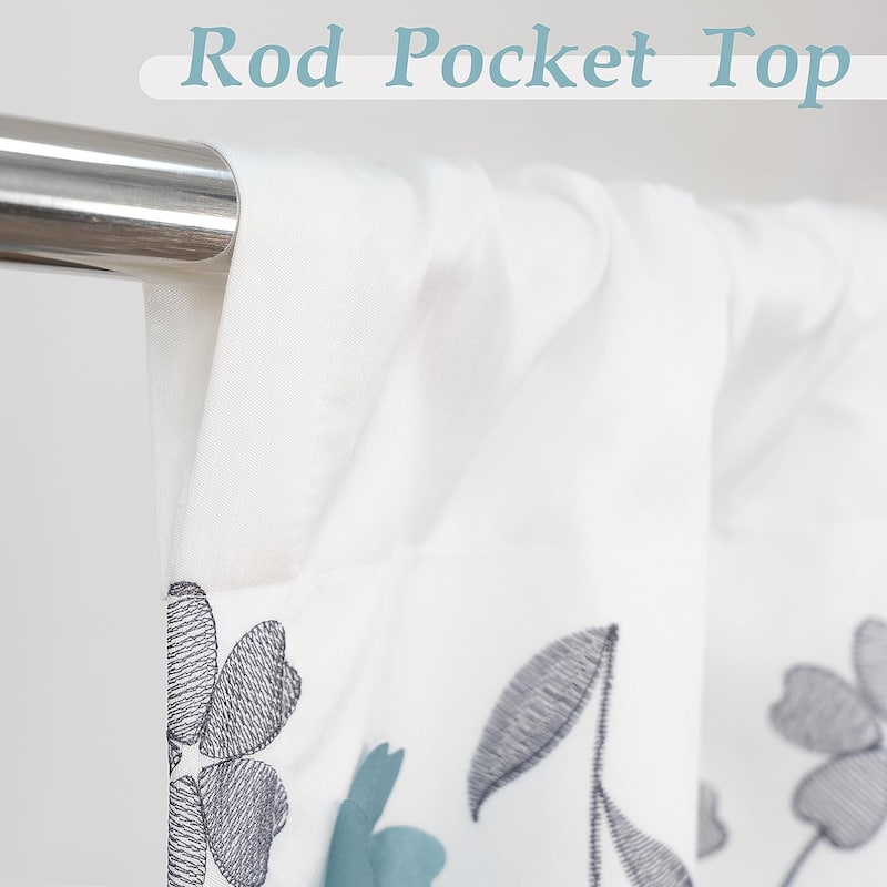 DriftAway Tie Up Curtains Floral Embroidered Balloon Isabella Roman Shades Rod Pocket