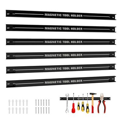 Carbon Steel Magnetic Tool Holder Set with 6 Strips - 18” x 1” x 0.5”