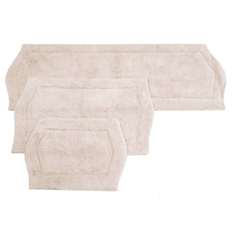 Home Weavers Waterford Collection Absorbent Cotton 3 Piece Set Machine Washable Bath Rug - Ivory