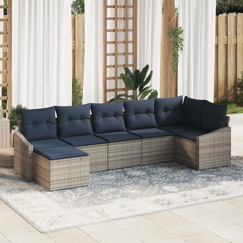 vidaXL 8 Piece Garden Sofa Set with Cushions - 113.6×48.6×27.2 - Grey