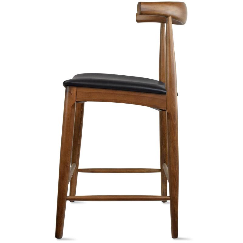 Solid Wood Farmhouse 25" Counter Bar Stool Barstool Modern Dining Elbow With Open Back PU Leather Cushion Kitchen Island