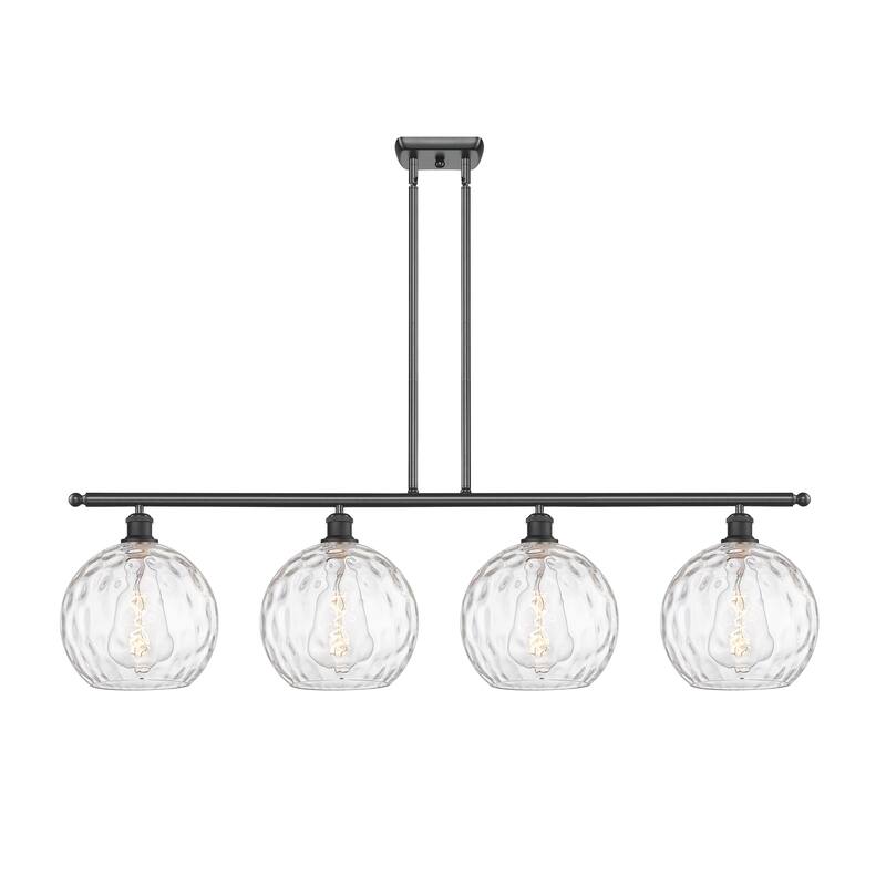 Innovations Lighting Athens Water Glass - 4 Light 48" Island Light - Clear Water Glass/Matte Black