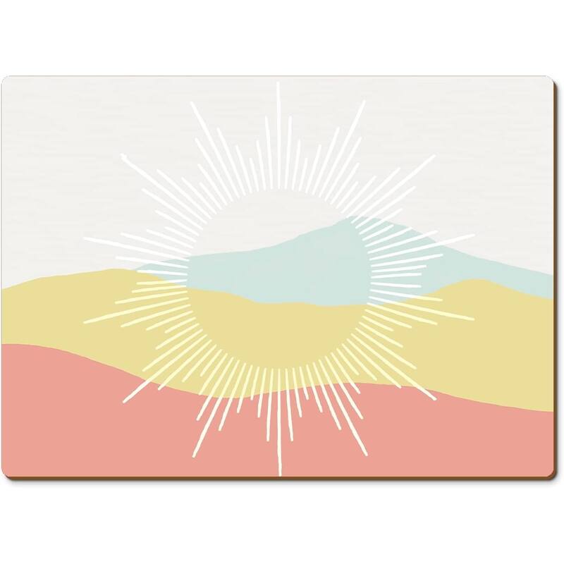 Mohave Sun Rays Decorative Hardboard Placemats with Protective Cork Backing 4 Pack Heat Tolerant and Easily Wipes Clean - multi - Set of 4